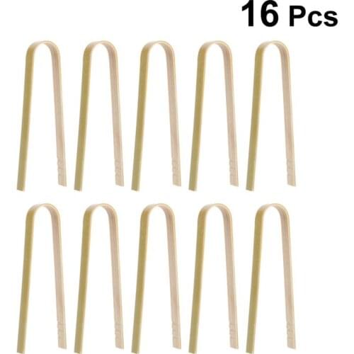 16PCS 10cm Bamboo Food Clip Multi-function Anti-scaldBake Bread Tongs Kitchen Supplies Cake Snack Clip Grip BBQ Kitchen Tools