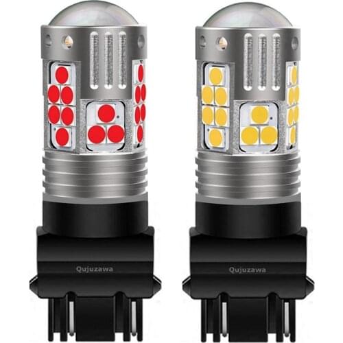 2Pcs T25 3157 3156 P27W Super Bright LED Car Brake Bulbs Turn Signals Auto Parking Lamp Daytime Running Light Red White Yellow