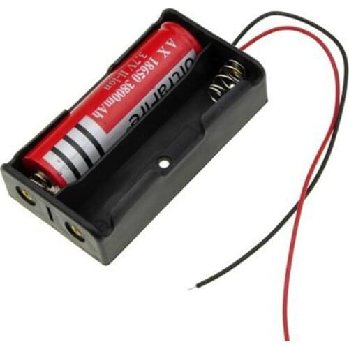 2x 18650 3.7V Battery Storage Box Plastic 18650 Case Cover 2 Slots Way DIY Batteries Clip Holder Container With Wire Leads Pin