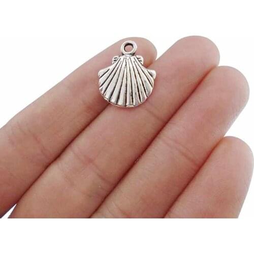 30 x Metal Seashell Shell Scallop Beach Nautical Charms Pendants Beads for DIY Jewelry Making Findings 18x15mm