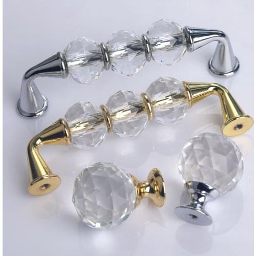 96mm fashion deluxe transparent crystal wine cabinet kitchen cabinet door handle silver gold drawer tv cabinet cupboard knob