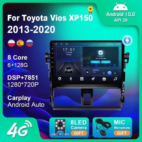 Car Radio Autoradio For Toyota Vios XP150 2013-2020 Navigation GPS DSP 2 Din Multimedia Video Player Carplay WIFI Car Products