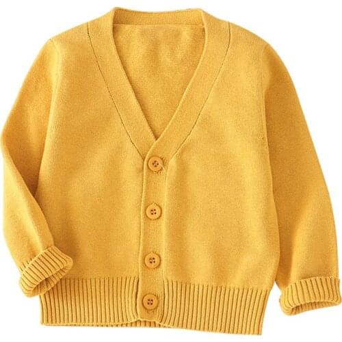 BINIDUCKLING Autumn Spring Baby Boy Girls Sweater Cotton Knitted Toddler Cardigan Sweater Solid Clothing Kids Children Clothes