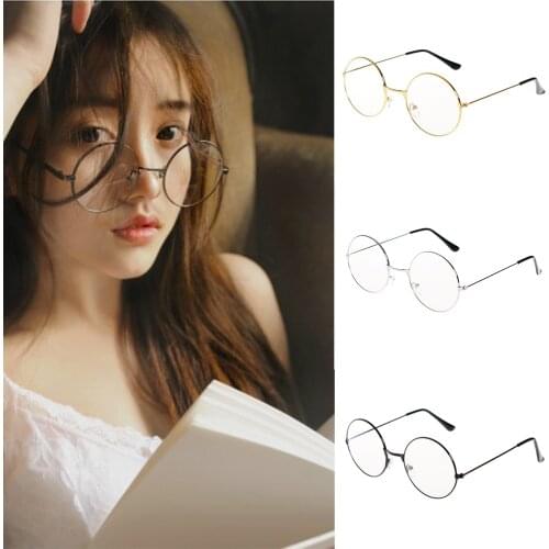 Large Retro Round Reading Glasses Clear Lens Metal Frame Eyewear Optical Spectacles for Men Women Eyeglasses