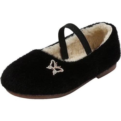 COZULLAA Kids Girls Warm Plush Lining Flat Cotton Shoes Autumn Winter Baby Children Elastic Band Casual Shoes Size 23-32
