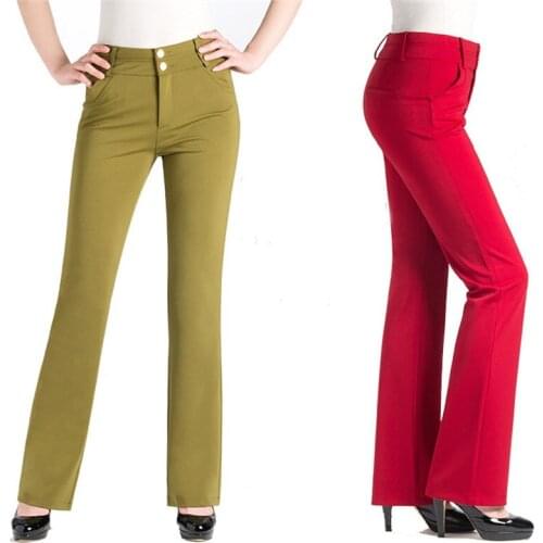 Pants Women Trousers casual pants Spring Straight pants High waist flared pants Female Slim Pants Elastic Pantalones Mujer