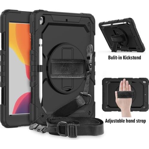 For Apple ipad 7th generation 10 2 inch cases 360 Rotating Kickstand&Straps Tablet Cover for iPad 8th generation 2020 10.2 inch