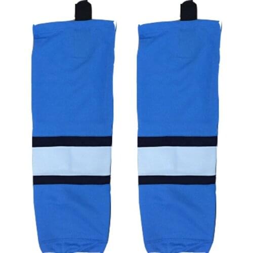 COLDINDOOR 100% Polyester The light blue Ice Hockey Socks Cheap Shin Guards W006