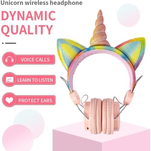Cartoon Unicorn Wireless Headphone Girls Music Stereo Earphone Computer Phone Headset Kids Gift Cute Unicorn With Mic