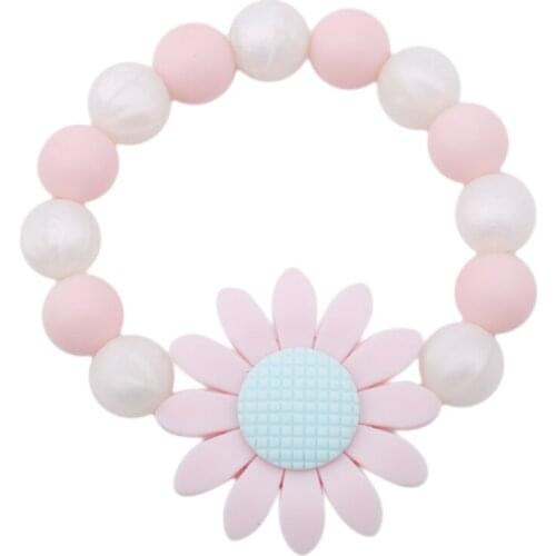1pc Food Grade Silicone Beads Baby Bracelet With Soft Teether Flower Jewelry Bracelet Kids Teething Chew Toy