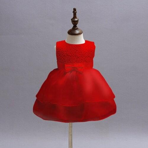 Red Baby Girl Summer Newborn Bebes Lace Infant Christening Gowns 1 Year Birthday Baby Girl Dress Toddler Baptism Clothes Sweet