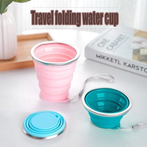 350ML Travel Cup Stainless Steel Silicone Retractable Folding cups Telescopic Collapsible Coffee Cups Outdoor Sport Water Cup