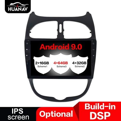 DSPAndroid 9.0 Car DVD player GPS navigation for Peugeot 206 2000-2016 Car radio player multimedia Autostereo Head Unit recorder