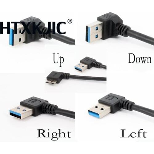 90 Degree USB3.0 Data Charging Cable A Male to Micro B Male Cable USB 3.0 Cable Adapter Right angle For HDD Case Up Down Left