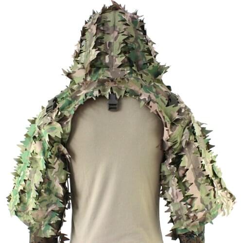 Sniper Ghillie Viper Hood with 3D Laser-Cut Leaves, Breathable Sniper Viper Coat, Leafy Ghillie Suit Foundation, CP Multicam