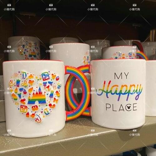 Disney Castle Rainbow Handle Maker Ceramic Heart Breakfast Cup Coffee Maker