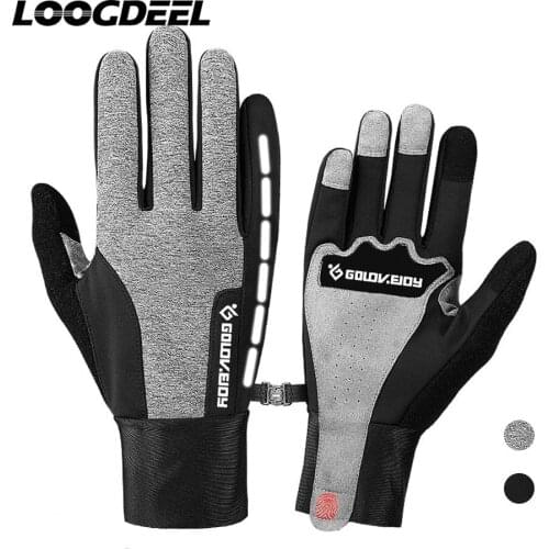LOOGDEEL Movement Unisex Warm Full Finger Anti-slip Cycling Gloves Waterproof Windproof Bike Gloves Winter Touch Screen Gloves