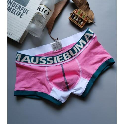 Aussiebum The new hit color fashion flat corner panties mens low-waisted youth four-corner pants mens
