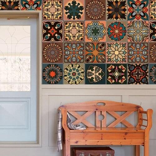 Wall Moroccan Style Geometric Symmetry Tile Sticker DIY Kitchen Home Decal Decor Christmas Decoration For Home Decor