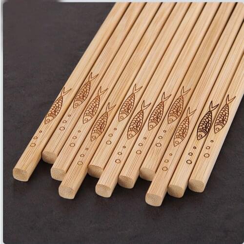 Natural Bamboo Chopsticks Engraved Chinese Style Paintless Tableware Mould Proof Chopsticks No Wax Sumpit Dinnerware 8pairs/Set