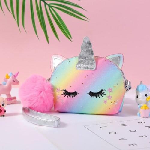 2020 New Fashion Kids Girls Purses And Handbags For Chirdren Small Wallet Shiny Unicorn Shoulder Bag Coin Bag