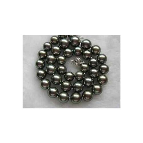 Beautiful HUGE 18"11-12MM TAHITIAN BLACK GREEN NATURAL PEARL NECKLACE