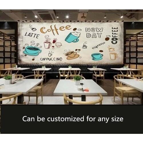 Custom vintage wallpaper, hand drawn coffee element mural for the living room bedroom TV background waterproof papel de parede