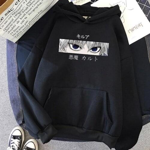 Angry Killua Devil Eye Hoodies Daily Casual Graphic Men Hoodie Anime Streetwear Loose Kawaii Sweatshirt Oversized Hoody