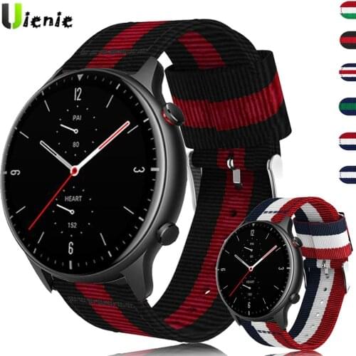 For Huami Amazfit GTR 2 2e / GTR 47mm 42mm GTS Stripes Nylon Strap Sport Watchbands Wristband Bracelet gtr2 20mm 22mm Watch Band