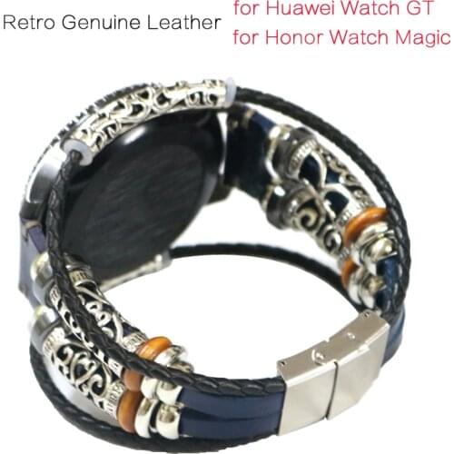 Watch Strap for Huawei Watch GT Smart Watch Retro Genuine Leather 22mm Replacement Band Wristband Bracelet for Honor Watch Magic