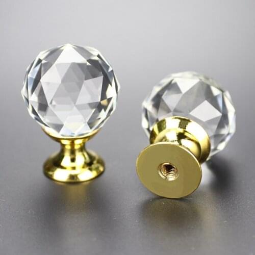2pcs 25mm 30mm Crystal Handle Clear Glass Knobs for Furniture Cabinet Kitchen Handles Drawer Knobs Furniture Door Hardware