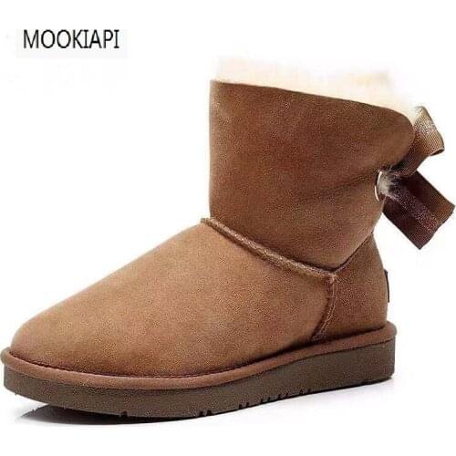The latest genuine sheepskin in 2019, 100% natural wool womens snow boots, laced womens shoes, free delivery
