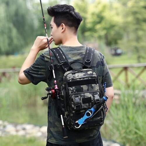 Fishing Tackle Bag Backpack Tactical Waterproof Multifunctional Single Shoulder Military Bag Pack Chest Bag for Fishing X178G
