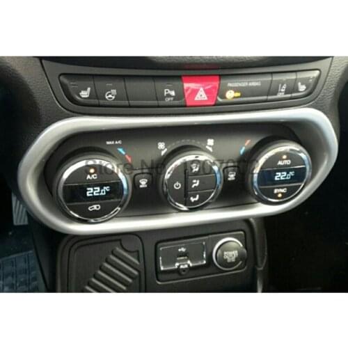 For Jeep Renegade 2016 ABS Chrome Inner Air Conditioning Control Button Switch Cover Trim Interior Accessories