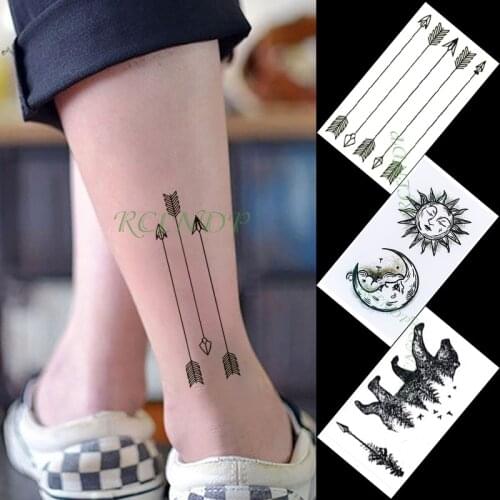Waterproof Temporary Tattoo Sticker sun moon bear feather arrow tree small tatto flash tatoo fake tattoos for girl women men kid