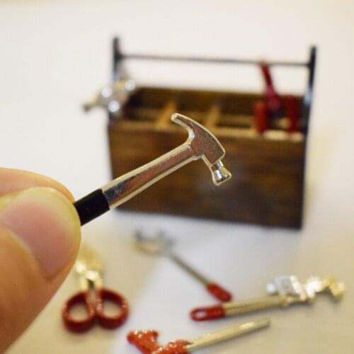 1/12 Dollhouse Miniature Maintenance tools with Wooden Box Set Pretend Play Miniaturas Furniture Accessories Toy