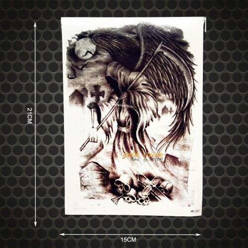 1PC New Death Dark Horseman Designs Fake Black Waterproof Tattoo Men Body Arm Shoulder Chest Tattoo Knight Back Pattern GHB-222