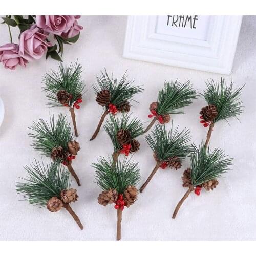 10Pcs Mini Pine Needles Christmas Tree Accessories Gift Box Decoration Artificial Plants Christmas Decoration Ornaments
