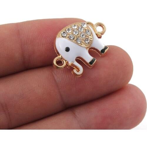 10pcs Jewelry Making Supplies Micro Pave Cute Animal Elephant Charms Connector Inlay Rhinestone for Jewelry Making DIY Handmade