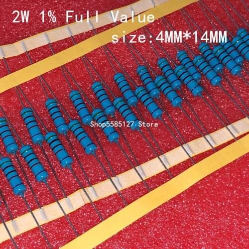 20PCS 2W Metal Film Resistor 2W 1% 0R - 2.2M 0 2.2 10 100 120 150 220 270 330 390 470 1K 2.2K 4.7K 10K 15K 100K 470K 1M ohm