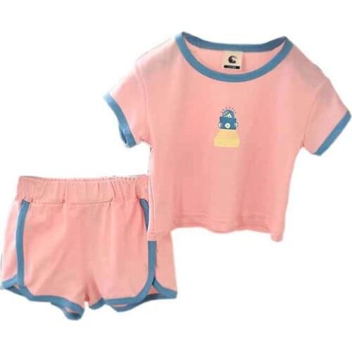 2021 new summer spring autumn Girls Kids Boys Cartoon T-shirt + shorts Suit comfortable cute baby Clothes Children Clothing