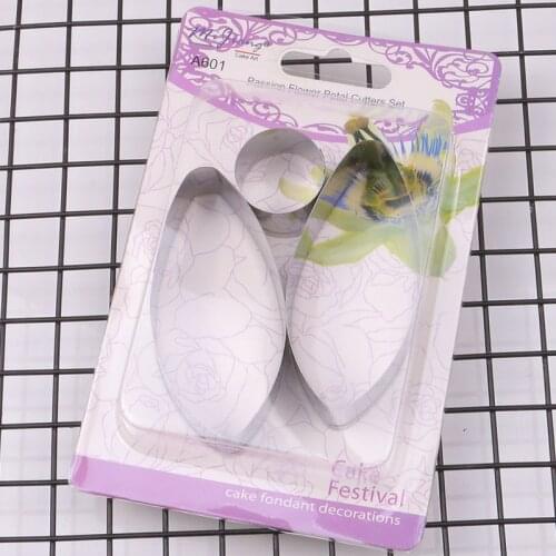 3pcs/set Mijiang Stainless Steel Passion Flower Cutters Set DIY Cake Decorating Tools Fondant Cookie Slicers Bakeware A601