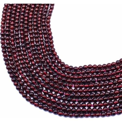 Beadztalk Natural Garnet Stone Beads Smooth Round Not Dyed Color 100% Really Color 4mm A Quality For DIY Bracelet Earrings