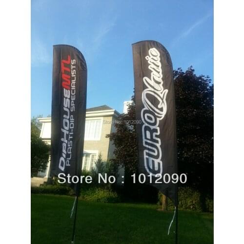 Free Shipping 420X80cm Both Sides Printing Feather Flag with Cross Base