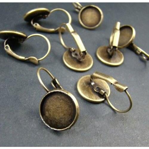 Free shipping!!! DIY jewelry-French Lever back earring base bronze color 14mm pad earring findings EFH0003
