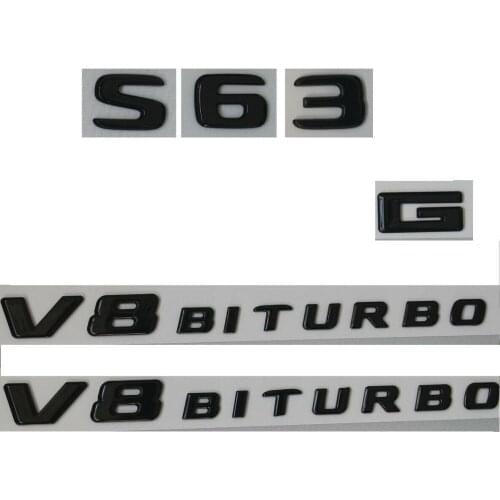 Gloss Black Letters S63 V8 BITURBO Badges Emblems for Mercedes Benz W222