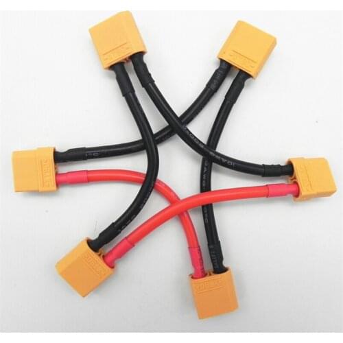 BULSUNSOLAR50pcs/Lot XT90 Connector 1 Male to 2 Female Serial Charger Cable Connection 10AWG 10cm