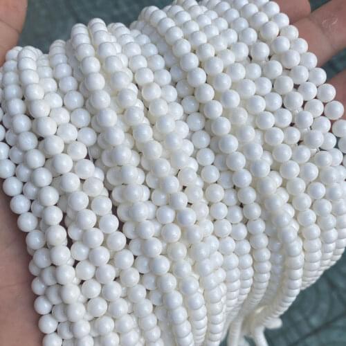 High Quality Natural Stone Beads 8mm White Round Tridacna Stone Beads Diy Bracelet For Jewelry Making Accessories 15'' Strand