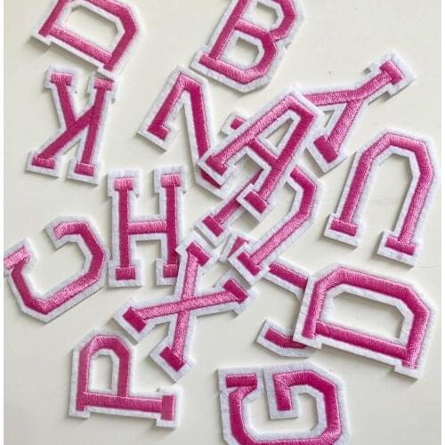 Kindergarten Student Name Tags Patch 5pcs Pink Alphabet Clothes Diy Stickers 26 Letters Sew on Kids Dress Decoration Appliques