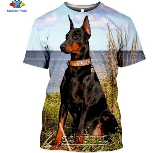 SONSPEE Men Women Animal Doberman Dog 3D Print T-Shirt Casual Fashion Mens Short Sleeve Tees Tops Shirts Cool Streetwear